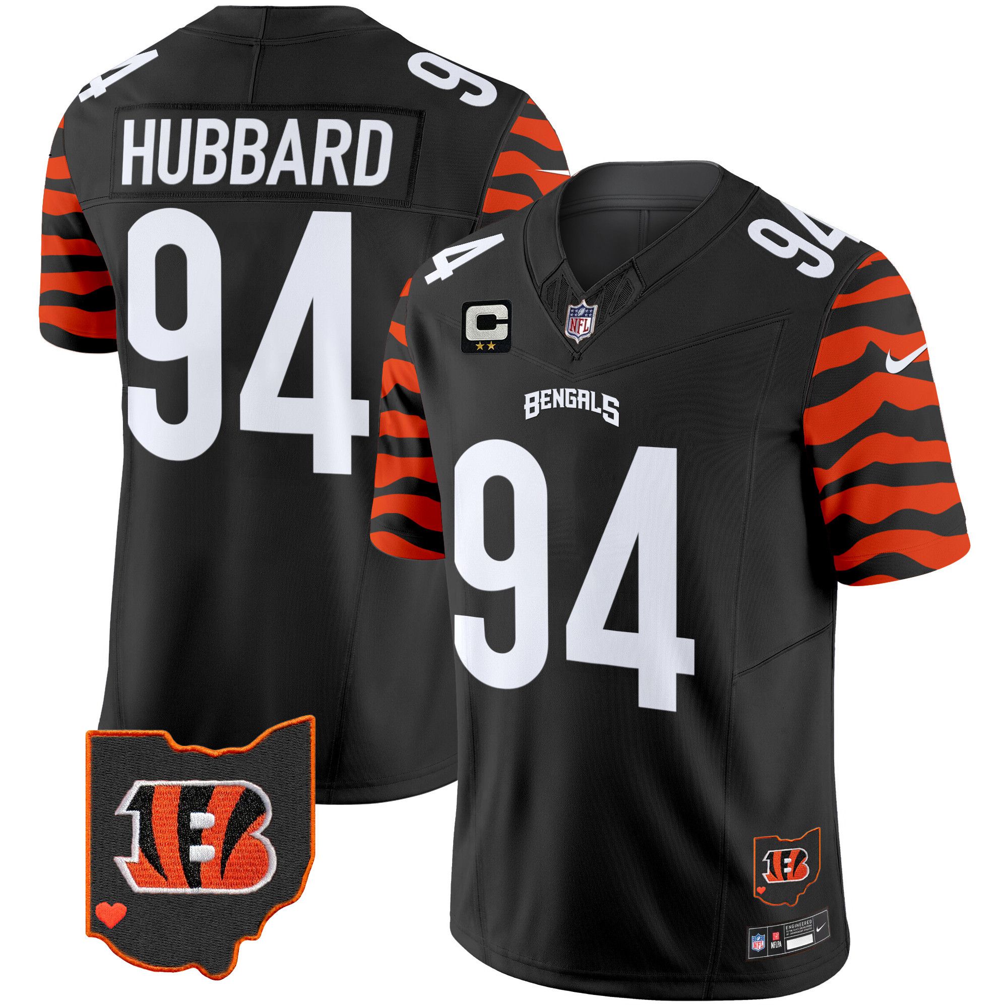 Men Cincinnati Bengals #94 Hubbard Black 2024 Nike Stripes Vapor Limited NFL Jersey